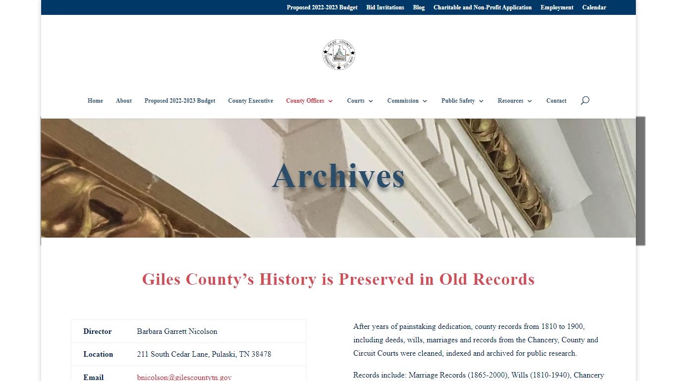Old Records - Giles County, Tennessee