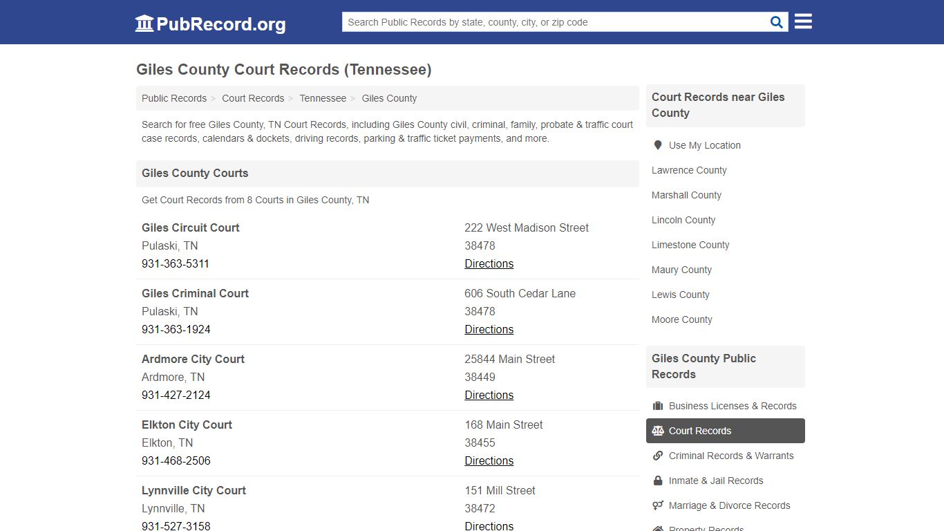 Free Giles County Court Records (Tennessee Court Records) - PubRecord.org