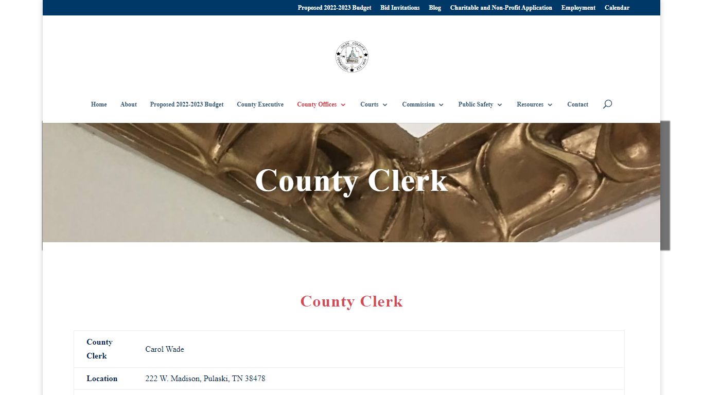 County Clerk - Giles County, Tennessee