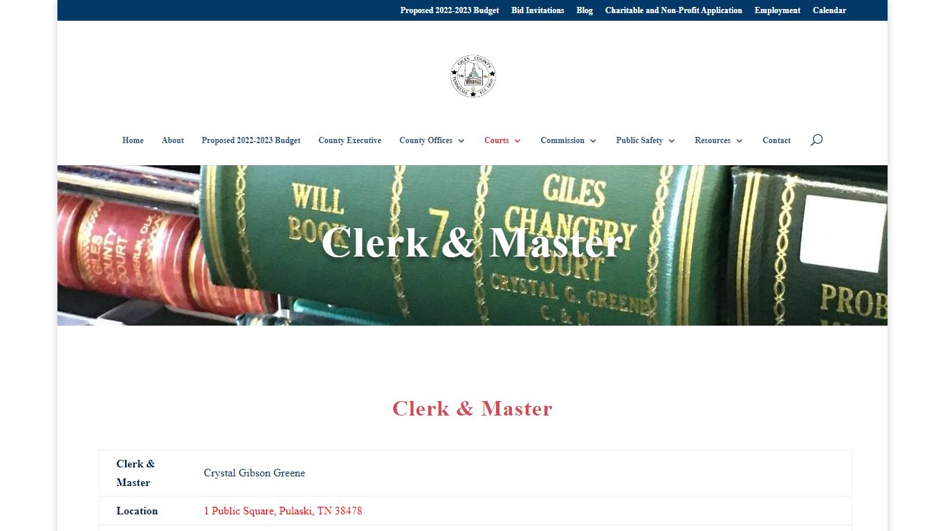 Clerk and Master - Giles County, Tennessee